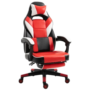 Vinsetto Cool & Stylish Gaming Chair Ergonomic w/ Padding Footrest Neck Back Pillow Adjustable Chair Red