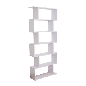 HOMCOM 6-Tier Particle Board Asymmetrical Bookshelf White