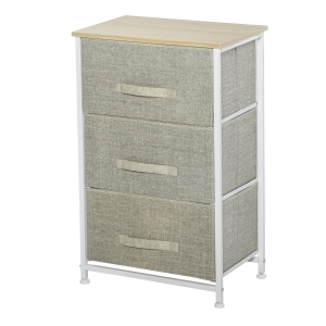 HOMCOM 3-Tier Drawer Cabinet Organizer with Metal Frame for Home Office White Oak