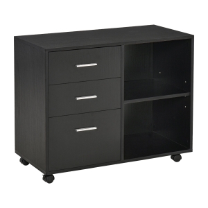 HOMCOM Particle Board Rolling Storage Cabinet Black