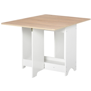 HOMCOM Expandable Drop-Leaf Dining Table Folding Desk Bar Table with Storage Shelf