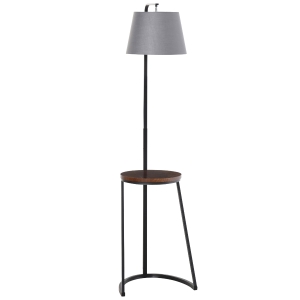 HOMCOM Steel Middle Shelf Floor Lamp Black