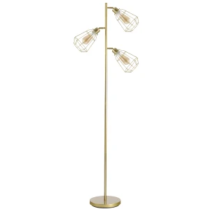 HOMCOM 3-Light Floor Lamp, Retro Practical Tree Floor Lamp with Adjustable Lampshade, Standing Lamp for Bedroom, (Bulb not Included), Grey