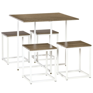 HOMCOM Modern 5-Piece Dining Table Set Metal Frame Square Kitchen Table with 4 Chairs