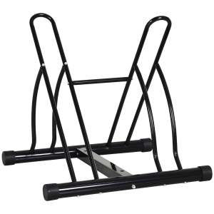HOMCOM Soporte de Estacionamiento para 2 Bicicletas Garaje Interior Exterior Estable Portátil Almohadilla Antideslizante 60x54x57cm
