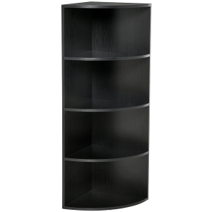 HOMCOM 4-Tier Corner Bookshelf, 39.5Lx39.5Wx120H cm-Black