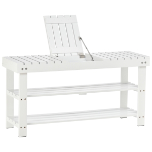 HOMCOM MDF Hidden Storage Slatted Shoe Rack White