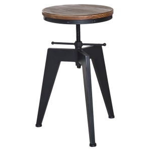 HOMCOM Swivel Bar Stool W/Wooden Top, Adjustable Height-Brown/Black