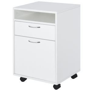 HOMCOM Particle Board 3-Tier Rolling Office Home Storage Cabinet White