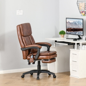 Vinsetto Ergonomic Office Chair w/ 7 Massage Points Headrest Armrest Footrest Brown