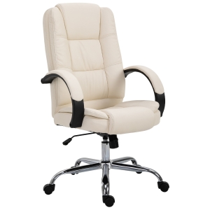 Vinsetto High Back Executive Office Chair, 360° Swivel, PU Leather-Beige