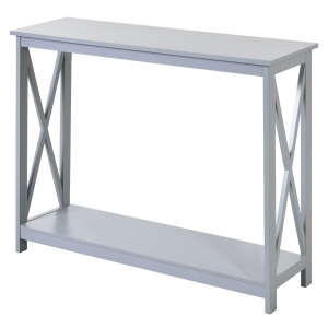 HOMCOM Grey Console Table with Shelf, Display Shelf Stand Furniture