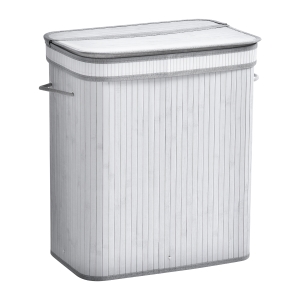 HOMCOM 100L Flip Lid Bamboo Laundry Basket Grey