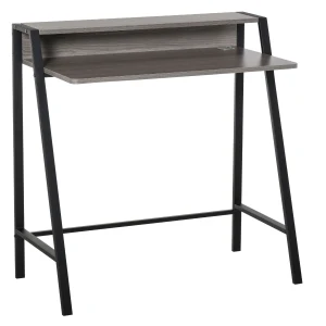 HOMCOM Writing Desk Computer Table Home Office PC Laptop Workstation Storage Shelf Color Black Grey Grain Color