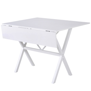 HOMCOM Folding Dining Table MDF Top Metal Frame Kitchen Expandable Table 6 Person White