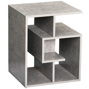 HOMCOM 3-Tier Side End Table, 45Lx40Wx55H cm-Cement Colour