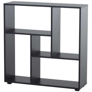 HOMCOM Particle Board 5-Unit Grid Bookcase w/ Melamine Foot Pads Black