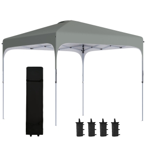 Outsunny Pop Up Gazebo Foldable Canopy Tent with Wheeled Carry Bag & 4 Leg Weight Bags