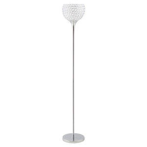 HOMCOM Modern Floor Lamp Tall Standing Lamp w/ K9 Crystal Shade for Living Room Silver