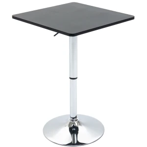 HOMCOM Modern Height Adjustable Counter Bar Table with 360Â° Swivel Tabletop and Electroplating Metal Base, Pub Desk, Black and Silver