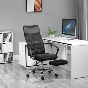 Vinsetto High Back Mesh Executive Office Chair Ergonomic Computer Desk Napping Seat, Height Adjustable, Swivel with Footrest and Lumbar Support - Black