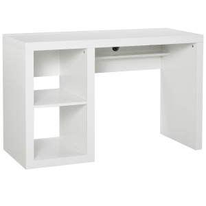 HOMCOM Rectangle Computer Desk Thick Board with Shelves Home Office Table, White