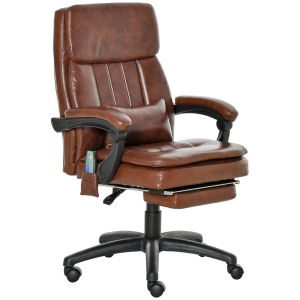Vinsetto Ergonomic Office Chair w/ 7 Massage Points Headrest Armrest Footrest Brown