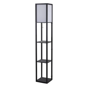 HOMCOM Modern Shelf Floor Lamp Soft Light 4-tier Open Shelves Living Room Storage Display