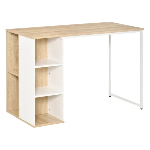 HOMCOM Home Office Computer Desk with Storage Shelves Study Writing Table Workstation, Oak Tone