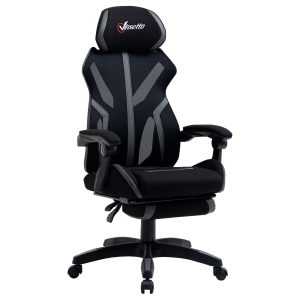 Vinsetto Mesh Office Chair Desk Swivel Task Recliner w/ Footrest, Lumbar Support, Grey