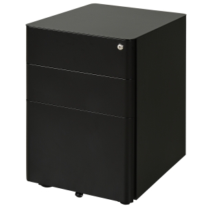Vinsetto Metal 3-Drawer Filing Cabinet w/ Lock Black