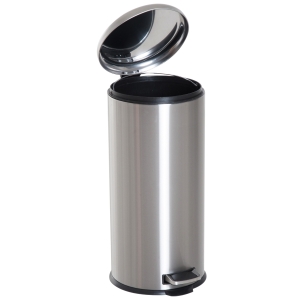 HOMCOM 30L Stainless Steel Pedal Bin, Ф29.2x62.9H cm-Black/Silver