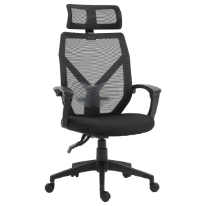 Vinsetto Mesh Ergonomic Home Office Chair w/ Headrest Black