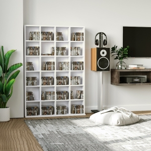 HOMCOM 26-Section Multimedia Shelving Unit, with Adjustable Shelves - White