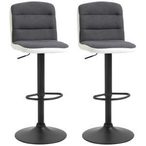 HOMCOM Bar stool Set of 2 Armless Adjustable Height Upholstered Bar Chair Dark Grey