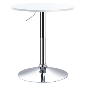 HOMCOM Adjustable Bar Table, å¦—?0cm, Round Bistro Table with Swivel Top, Metal Frame, Stylish for Kitchen, White