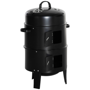 Barbecue fumoir grill braséro 3 en 1 acier inox. noir