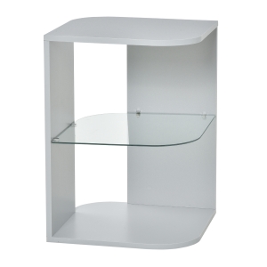 HOMCOM Modern Side Table Three Layer Bedside Table Nightstand w/ 2 Shelves, Grey