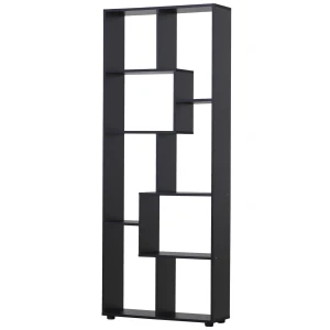 HOMCOM 8-Tier Freestanding Bookcase w/ Melamine Surface Anti-Tipping Foot Pads Home Display Storage Grid Stand Modern Style - Black