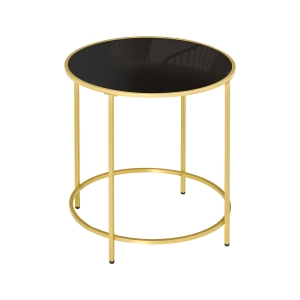 HOMCOM Round Side Table w/ Tempered Glass Tabletop, for Living Room, Bedroom