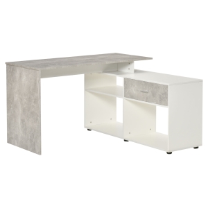 HOMCOM L-Shaped Computer Desk Home Office Study Table Corner Desk with Shelves Drawer
