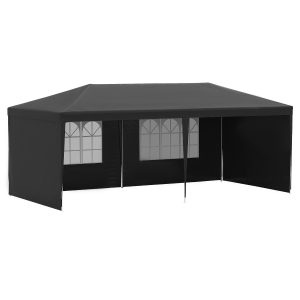Outsunny 6m x 3m Gazebo Canopy Garden BBQ Party Patio Tent Camping Sun Shade Black