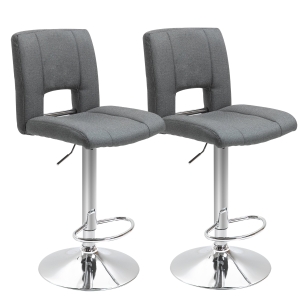 HOMCOM Modern Fabric Bar stool Armless Adjustable Height with Swivel Seat, Set of 2