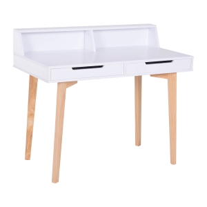 HOMCOM Writing Desk W/Solid Wood Legs-White