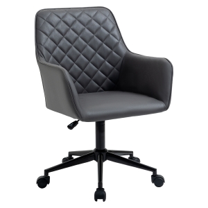 Vinsetto Swivel Argyle Office Chair Leather-Feel Fabric Home Study Leisure with Wheels