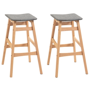 HOMCOM Wooden Bar Stool Linen Covered Cushion Beech Wood Legs Pub Curved Seat, Natural