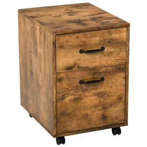 HOMCOM Rolling File Cabinet with 2 Drawers, Hanging File Folder, Home Office Under Desk Mobile Filing Organizer