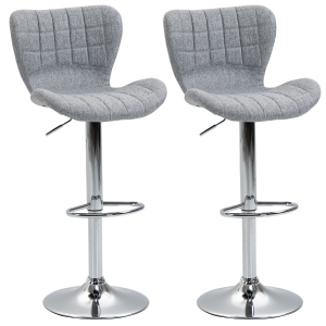 HOMCOM Set of 2 Swivel Bar Stools Adjustable Height Dining Chair with/ Footrest for Home Pub
