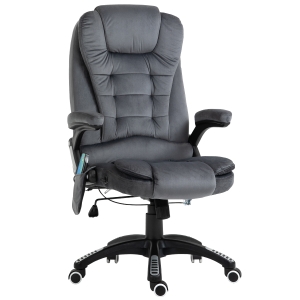 Vinsetto Faux Velvet Reclining Heated Massage Office Chair Grey