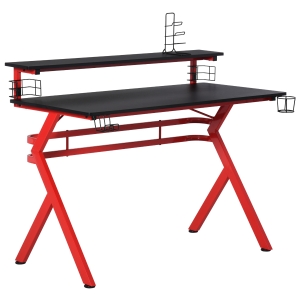HOMCOM Computer Gaming Desk for Home Office w/ Headphone Hook Cup & Speaker Holder